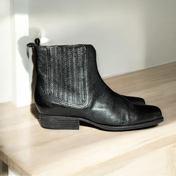 🌻NEW ZODIAC Black Arrow Leather Chelsea Square Toe Zip-Up Closure Boots Size 9 - Picture 3 of 12